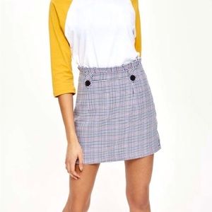 TOPSHOP Plaid Paper Bag Waist Skirt | Size: US 6
